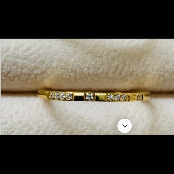 Titanium Steel 14K Gold Plated Cubic Zirconia Dainty Minimalist Band Ring - Picture 6 of 12